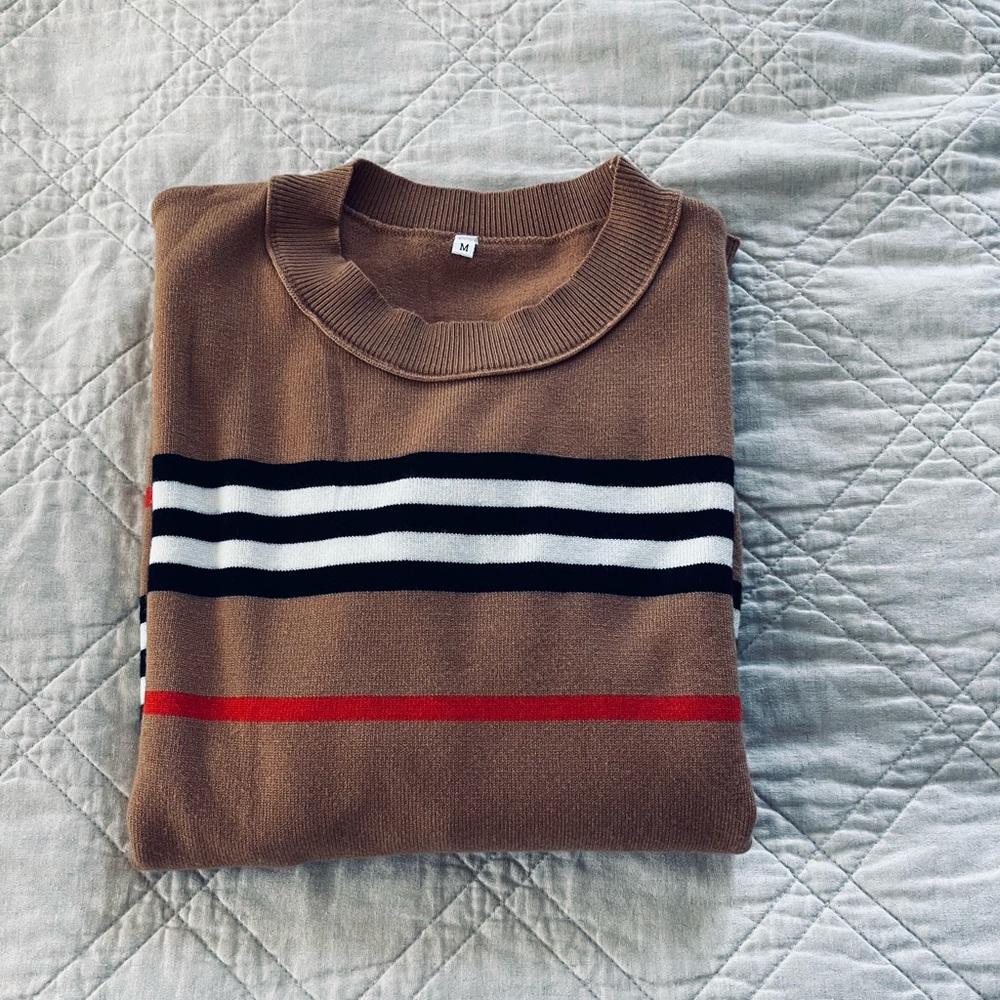 Women's Tan Striped Sweater